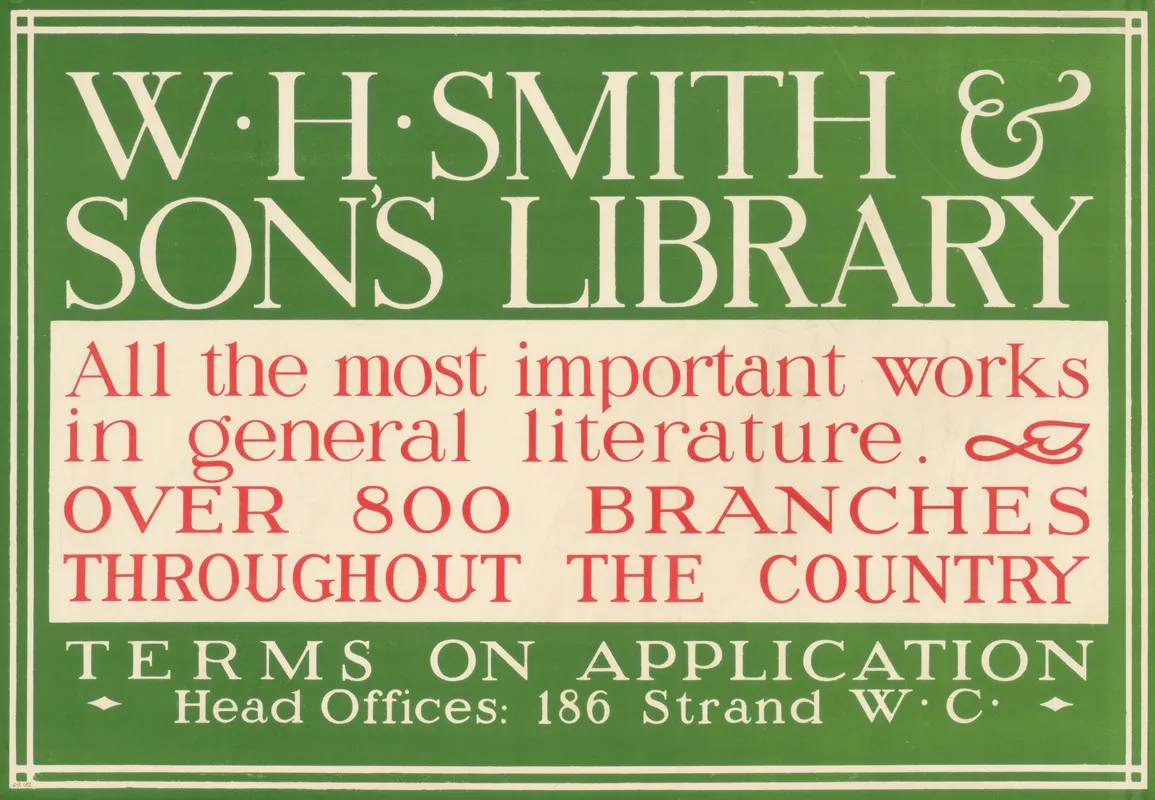 W H Smith Sons Library All The Most Important Works In General Literature Wall Art by Eric Gill - High-Resolution Digital Print