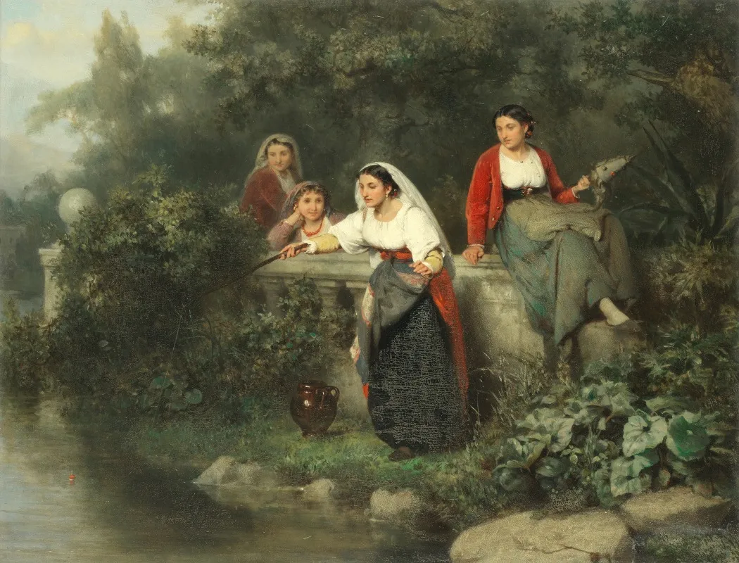 Waiting For A Nibble Wall Art by Karel Frans Philippeau - High-Resolution Digital Print