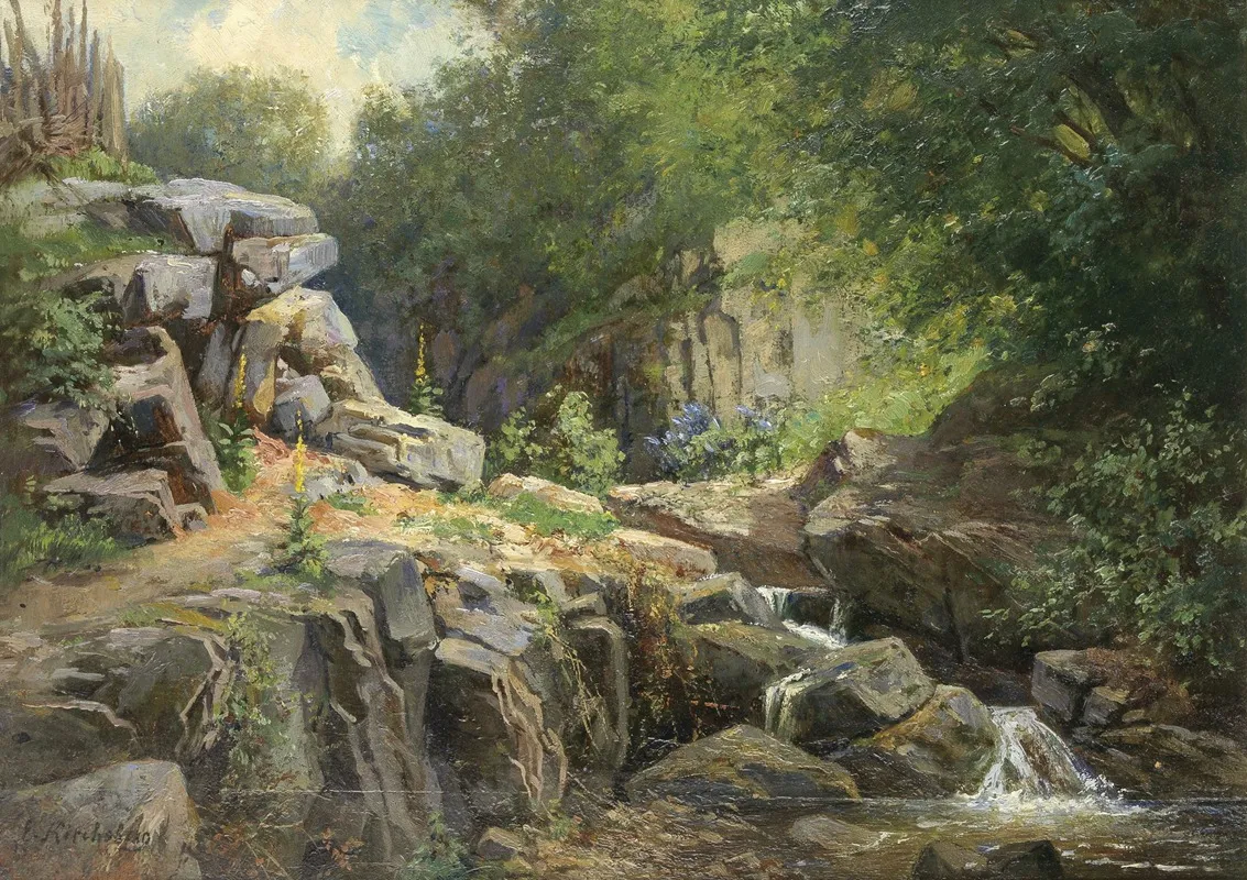 Waldbach Im Sonnenschein Wall Art by Ernestine von Kirchsberg - High-Resolution Digital Print