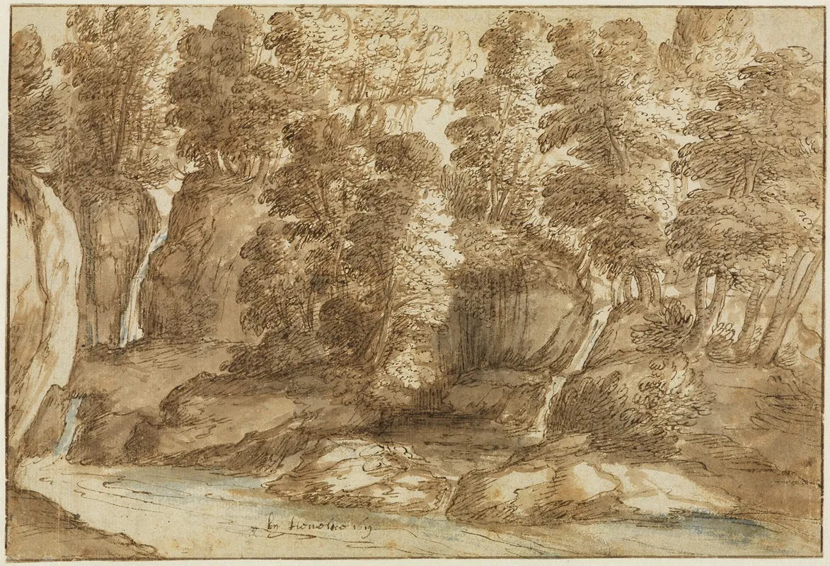Waldlandschaft Bei Tivoli Wall Art by Cornelis van Poelenburg - High-Resolution Digital Print
