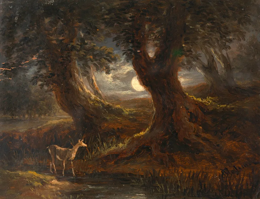Waldpartie Bei Mondlicht Wall Art by Joseph Mössmer - High-Resolution Digital Print