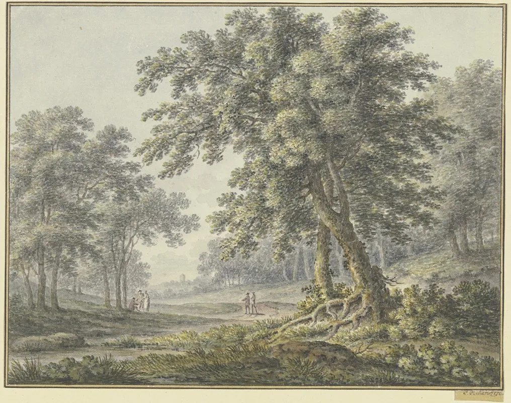 Waldpartie Mit Zwei Figurengruppen Wall Art by Johann Heinrich Müntz - High-Resolution Digital Print