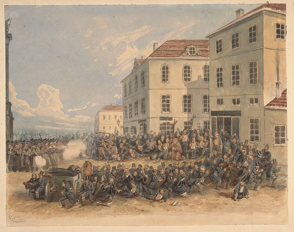 Walki Uliczne Na Placu Zamkowym W Warszawie 8 Kwietnia 1861 Roku