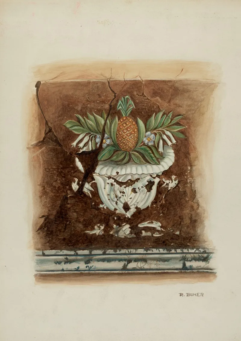 Wall Painting Pineapple Motif