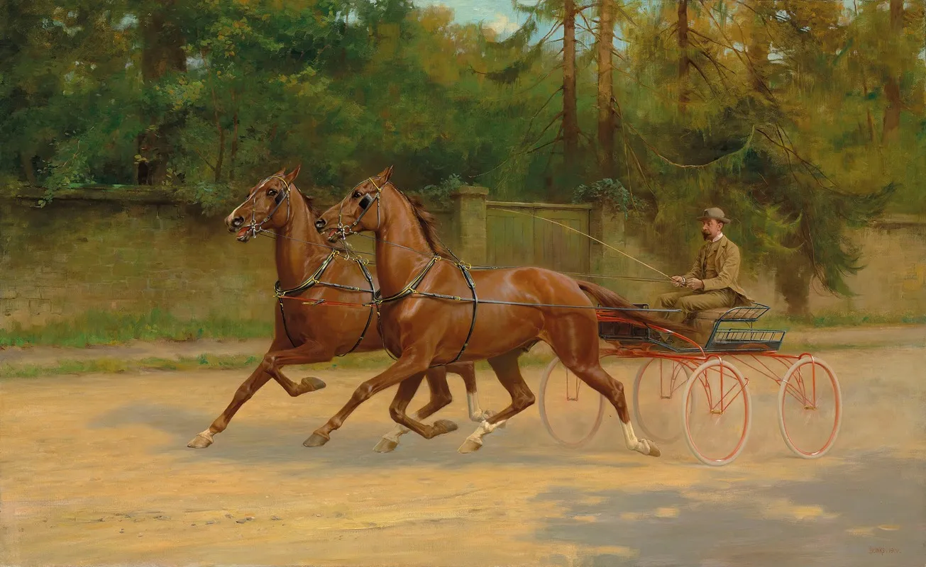 Walter Winans Driving A Carriage Wall Art by Thomas Blinks - High-Resolution Digital Print