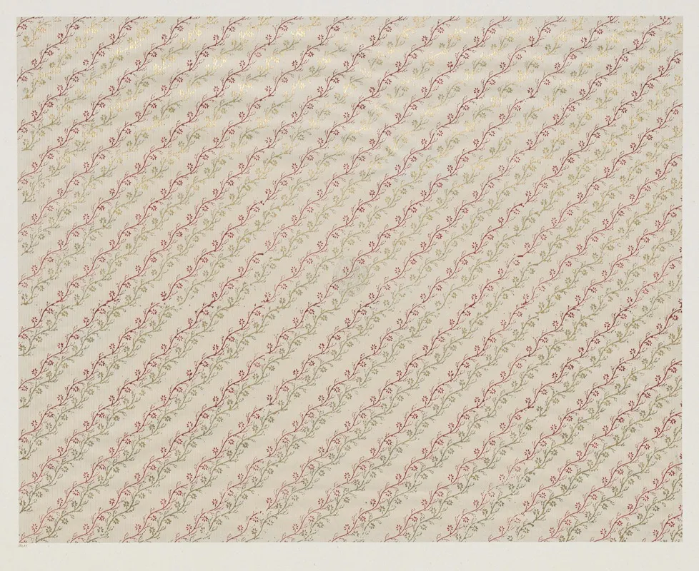 Walzendruckpapier Mit Golddruck Florales Streifenmuster