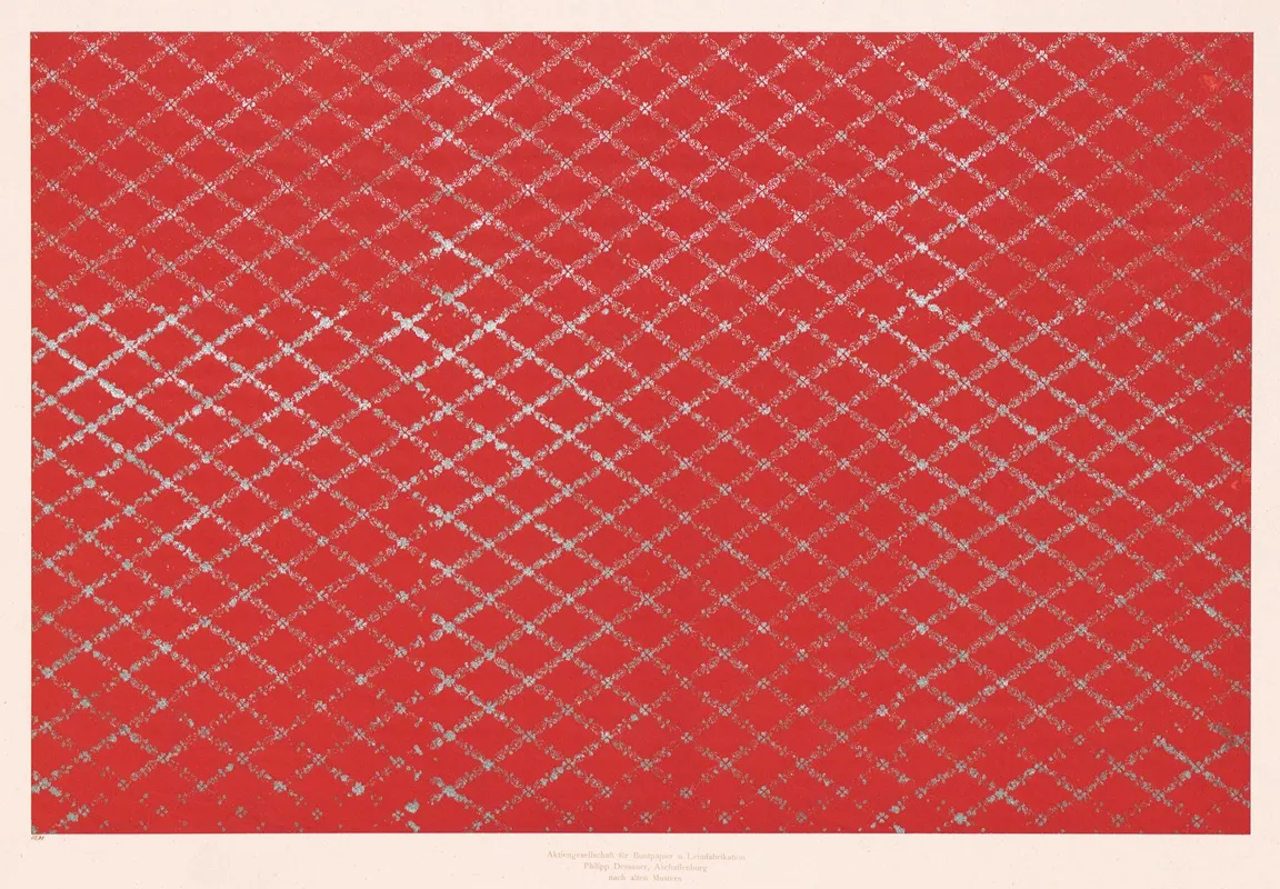 Walzendruckpapier Mit Silberdruck Gitternetz Uber Rotem Grund Nach Alten Mustern