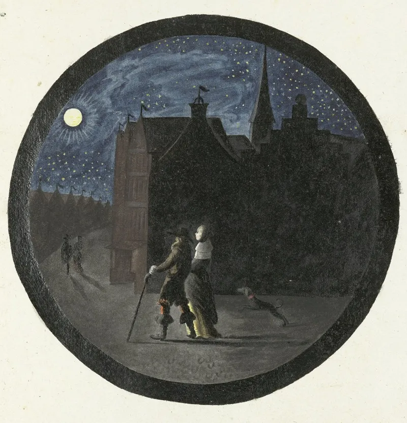 Wandelend Paar Bij Maanlicht Wall Art by Gesina ter Borch - High-Resolution Digital Print
