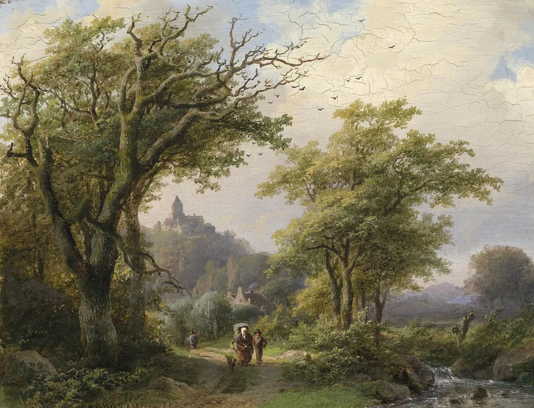 Wanderer Am Bach Wall Art by Johann Bernhard Klombeck - High-Resolution Digital Print