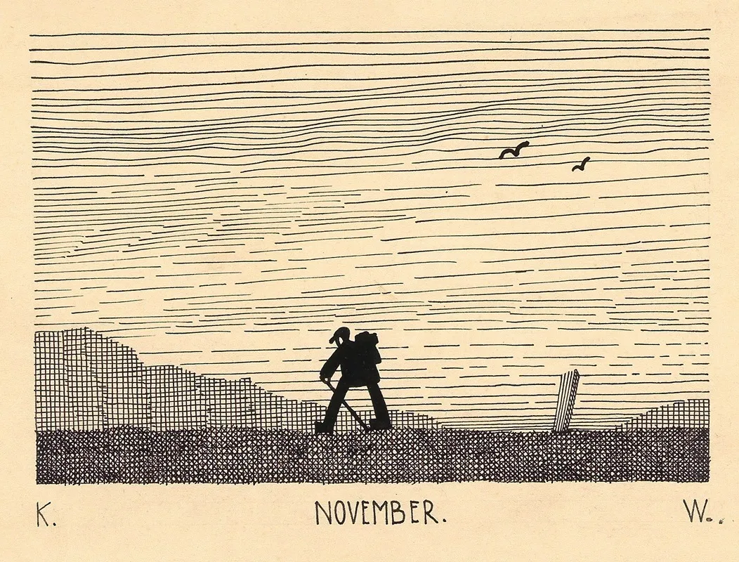 Wanderer Und Zwei Vogel Am Himmel