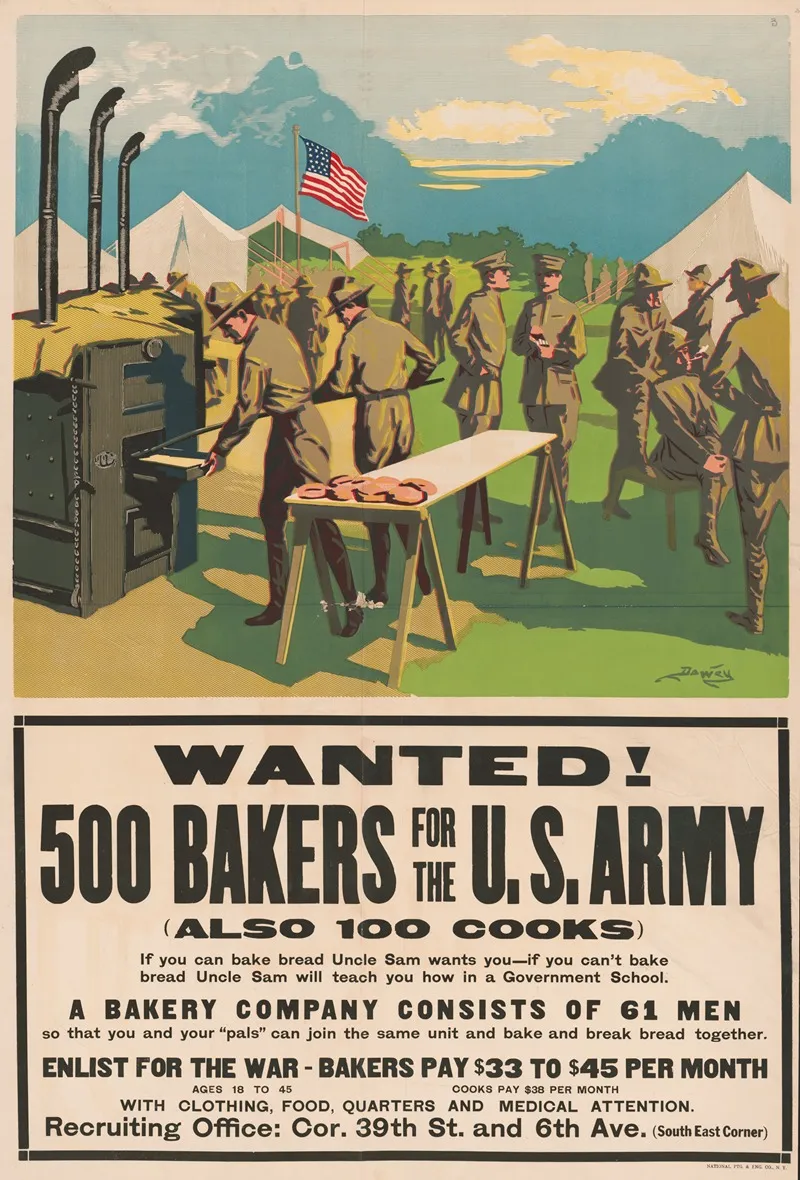 Wanted 500 Bakers For The U S Army Also 100 Cooks 2 Wall Art by National Ptg. & Eng. Co. - High-Resolution Digital Print