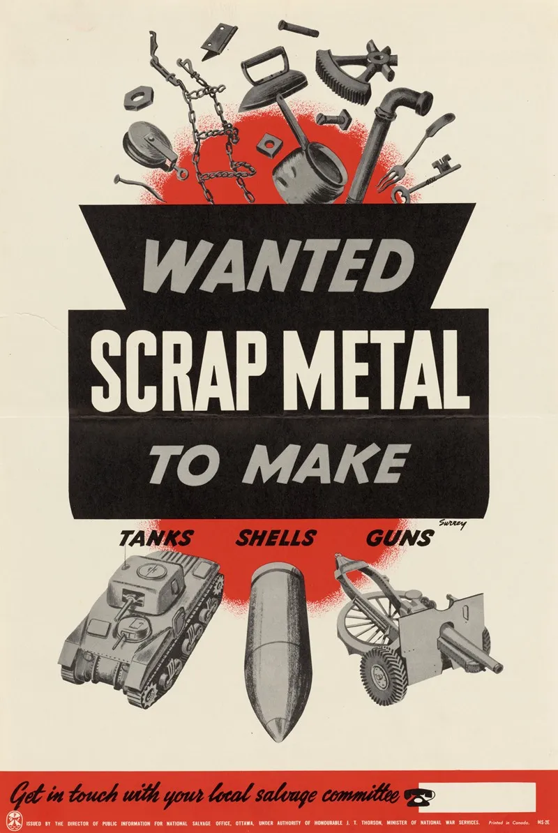 Wanted Scrap Metal To Make Tanks Shells Guns Wall Art by Anonymous - High-Resolution Digital Print