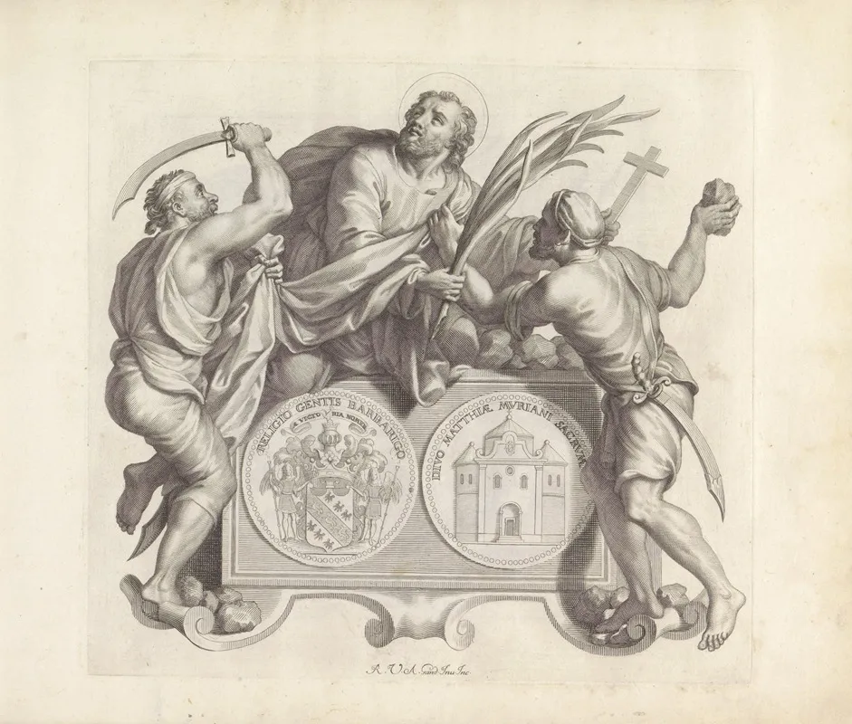 Wapen Van De Familie Barbarigo En De Dood Van De Heilige Mattias Wall Art by Robert van Audenaerde - High-Resolution Digital Print