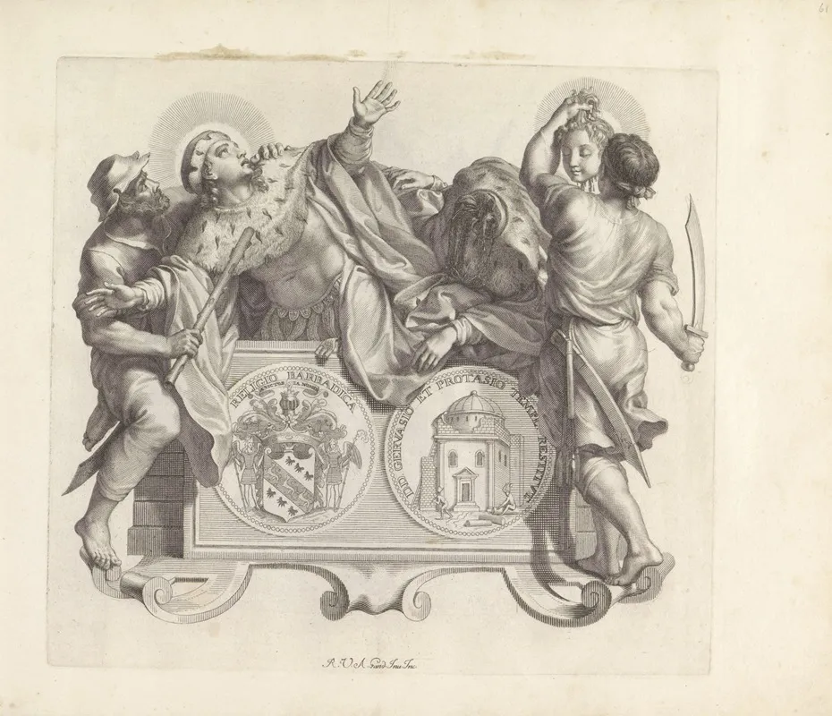Wapen Van De Familie Barbarigo En De Dood Van De Heiligen Gervasius En Protasius Wall Art by Robert van Audenaerde - High-Resolution Digital Print