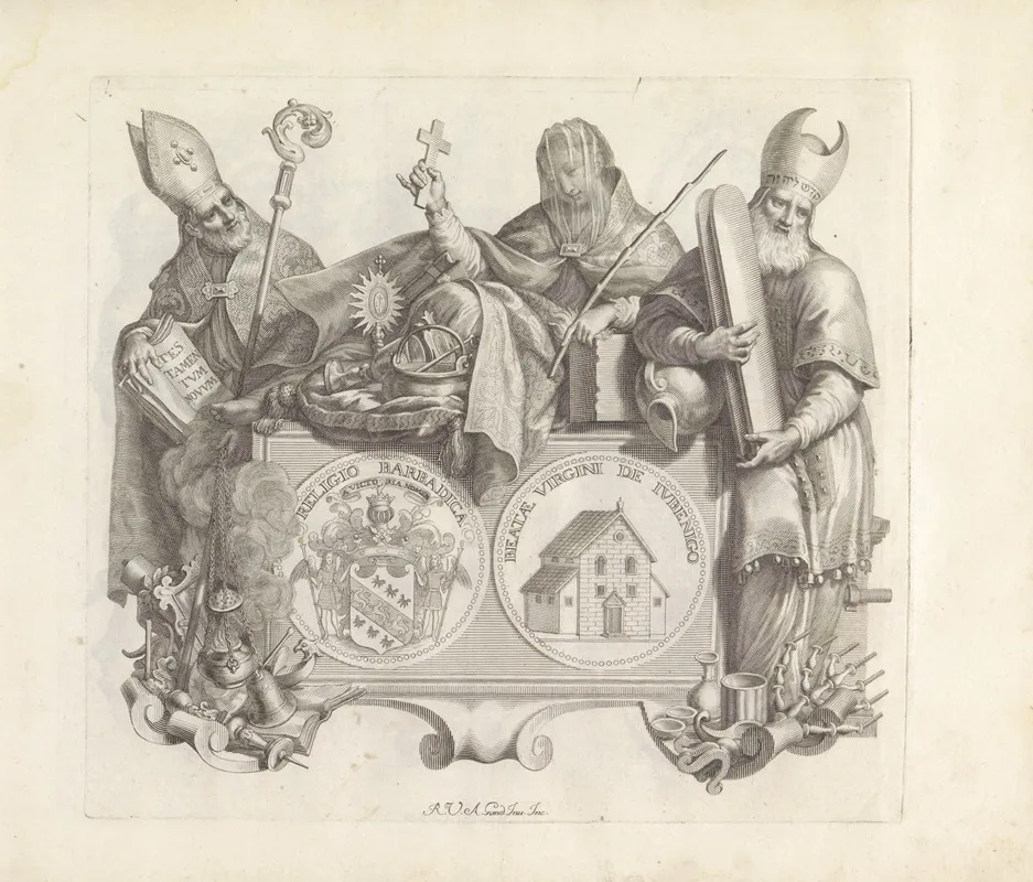 Wapen Van De Familie Barbarigo En De Personificatie Van Religie Wall Art by Robert van Audenaerde - High-Resolution Digital Print
