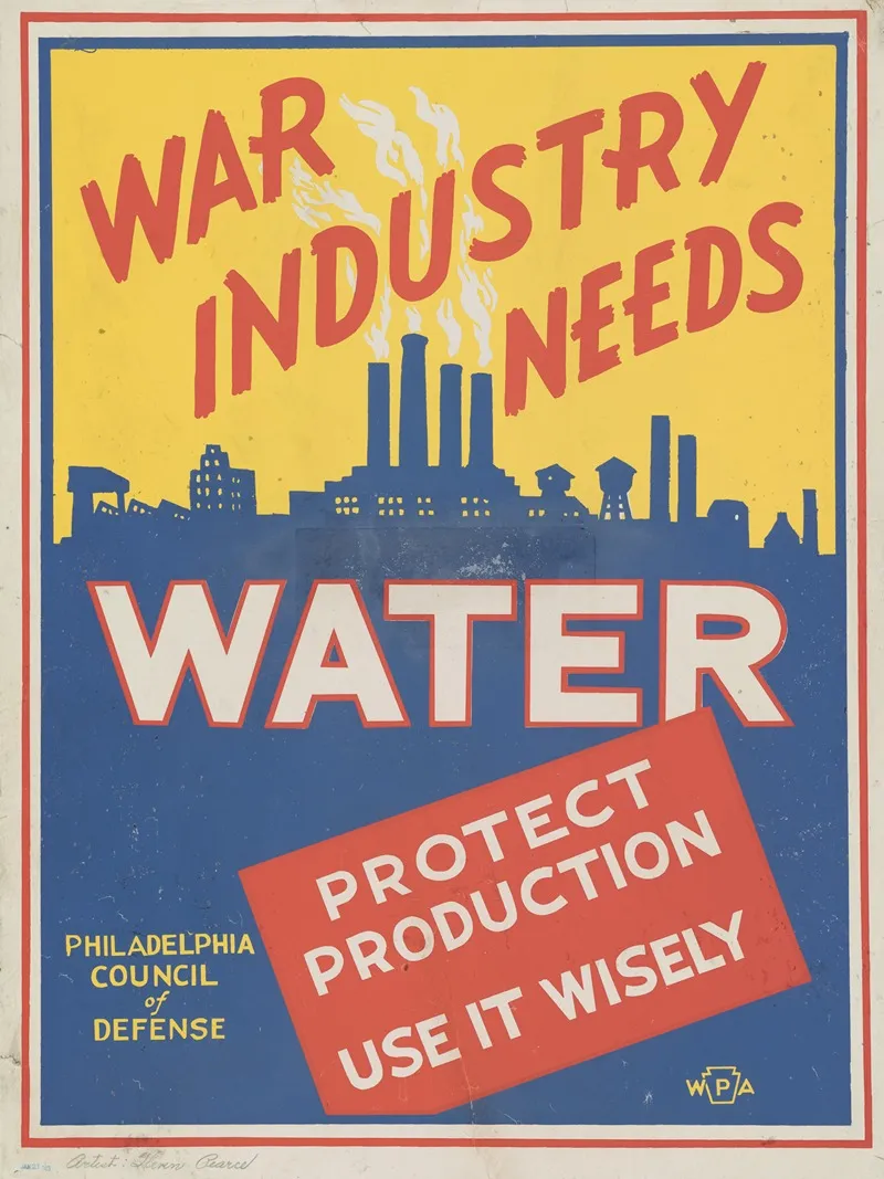 War Industry Needs Water Wall Art by Glenn Stuart Pearce - High-Resolution Digital Print