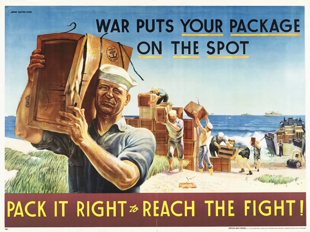 War Puts Your Package On The Spot Pack It Right To Reach The Fight Wall Art by John Philip Falter - High-Resolution Digital Print