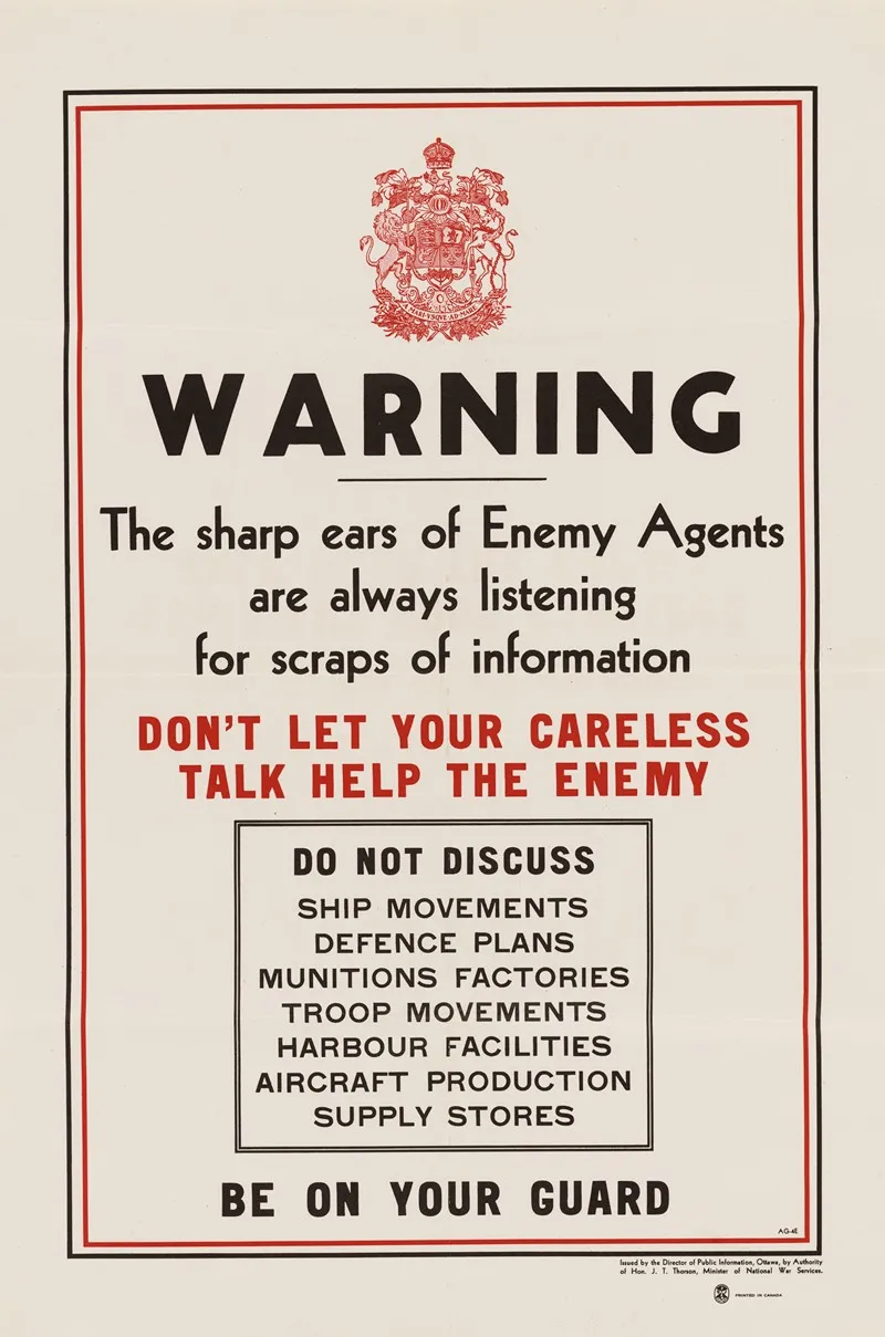 Warning The Sharp Ears Of Enemy Agents Are Always Listening For Scraps Of Information