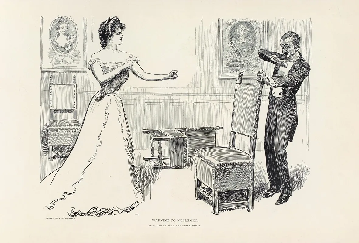 Warning To Noblemen Wall Art by Charles Dana Gibson - High-Resolution Digital Print