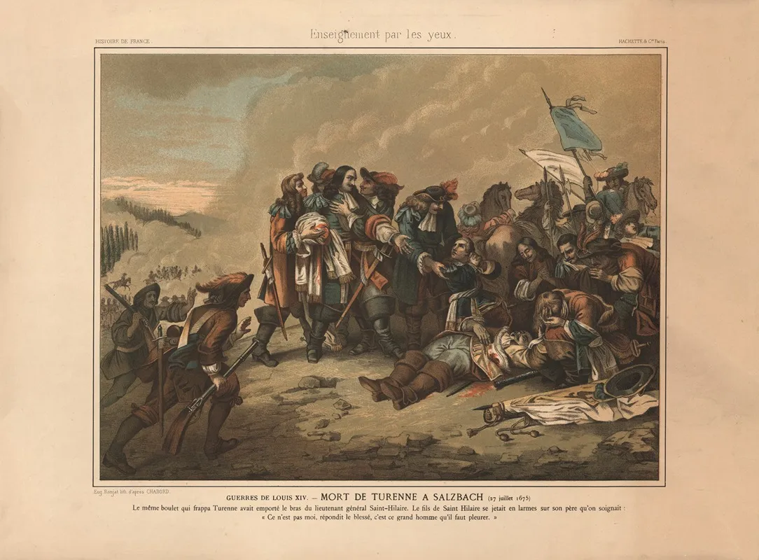 Wars Of Louis Xiv Death Of Turenne At Salzbach July 27 1675 Wall Art by Joseph Chabord - High-Resolution Digital Print