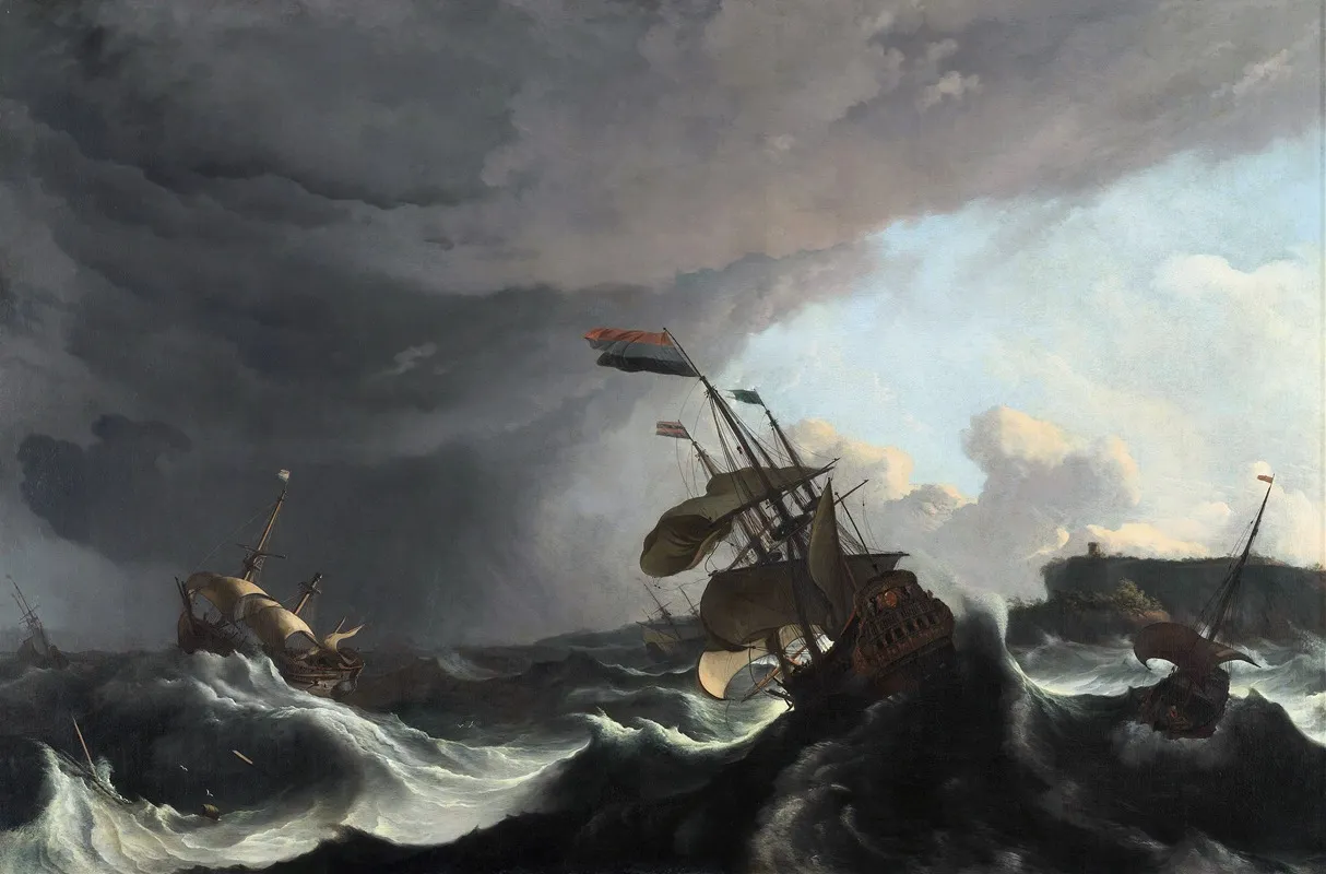 Warships In A Heavy Storm