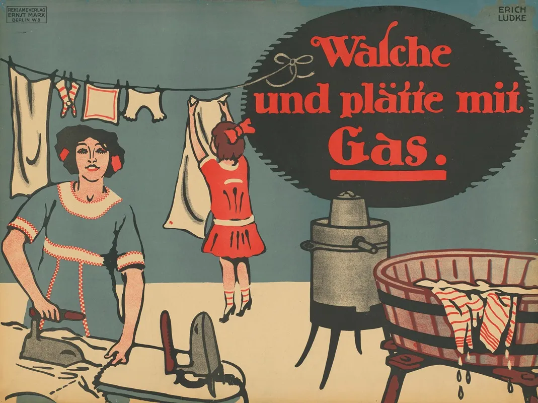 Wasche Und Platte Mit Gas Wall Art by Erich Lüdke - High-Resolution Digital Print