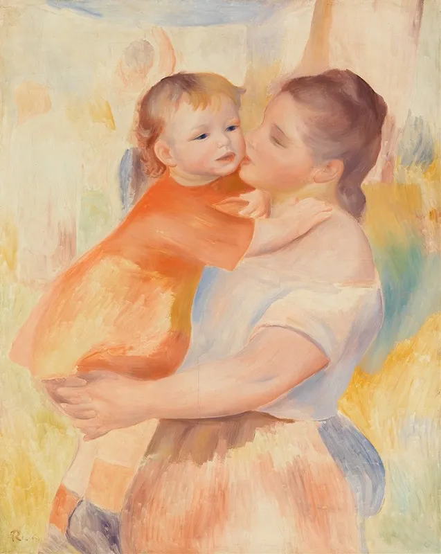 Washerwoman And Child La Blanchisseuse Et Son Enfant Wall Art by Pierre-Auguste Renoir - Canvas Print
