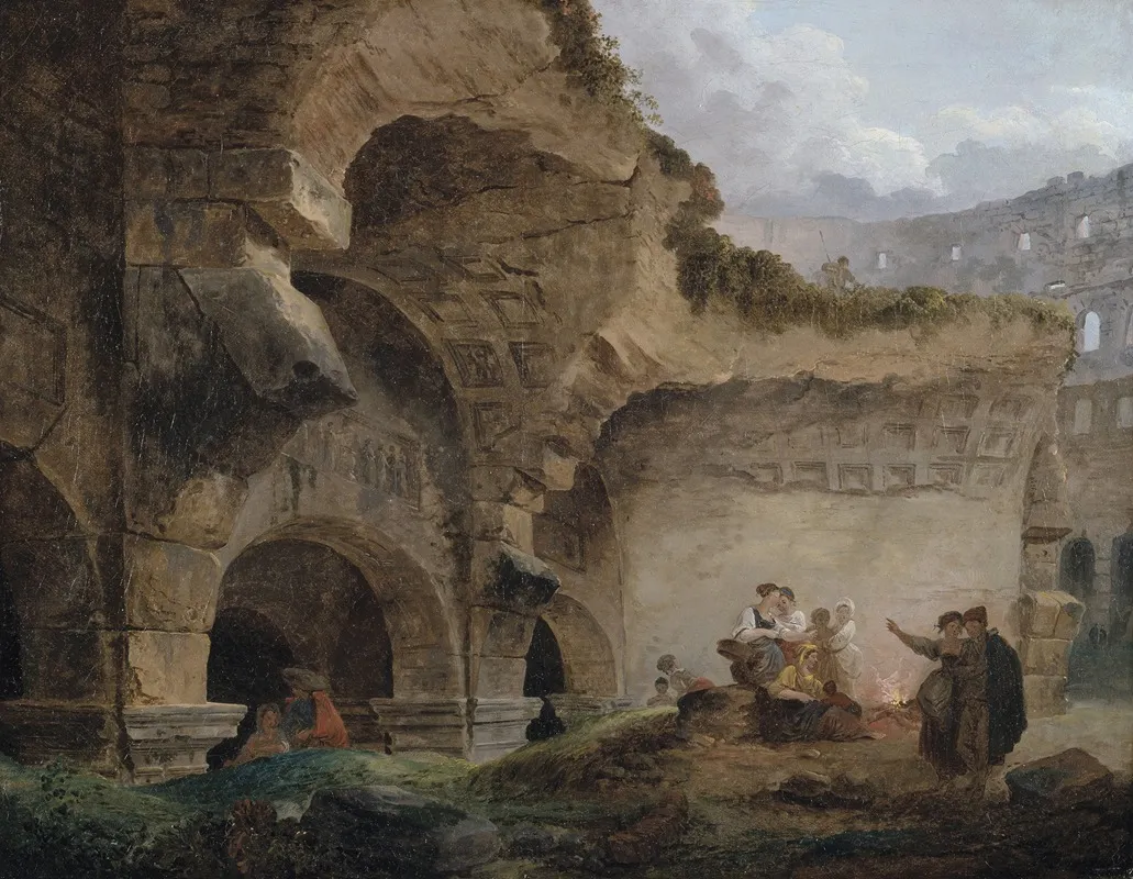 Washerwomen In The Ruins Of The Colosseum Wall Art by Hubert Robert - High-Resolution Digital Print