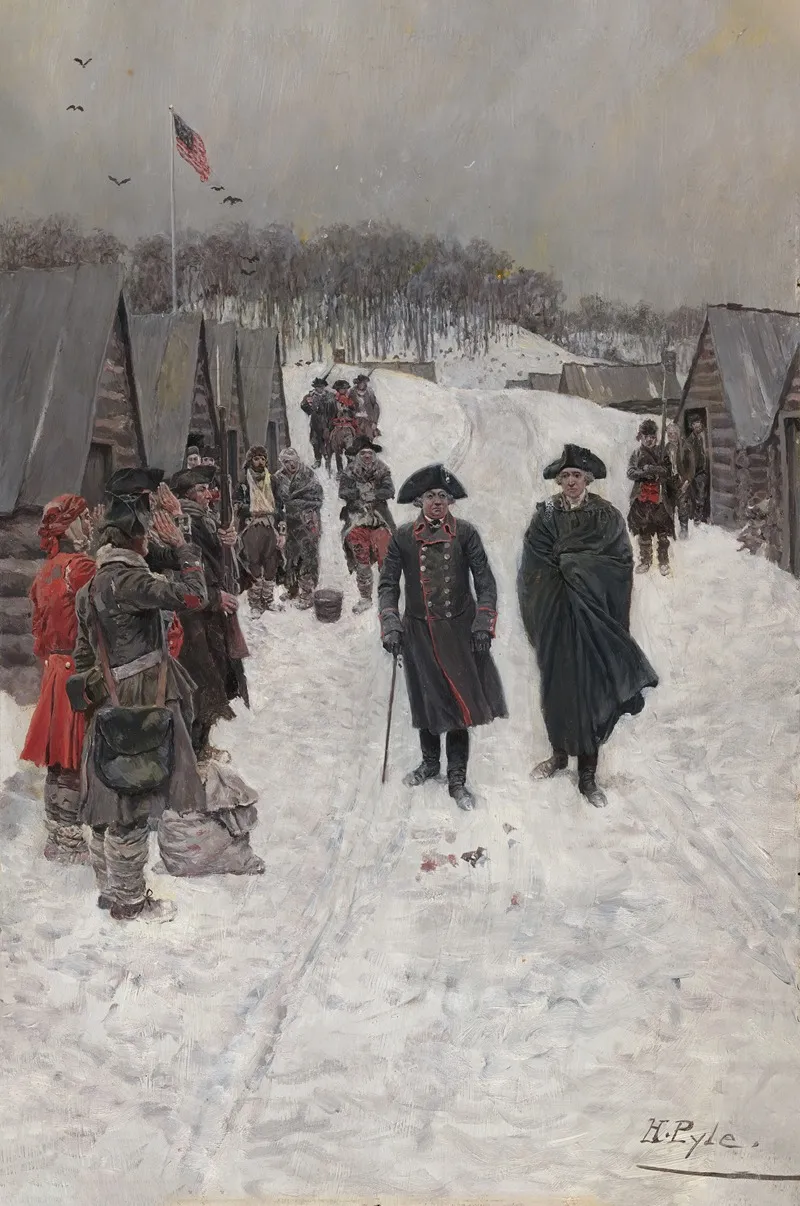 Washington And Von Steuben At Valley Forge