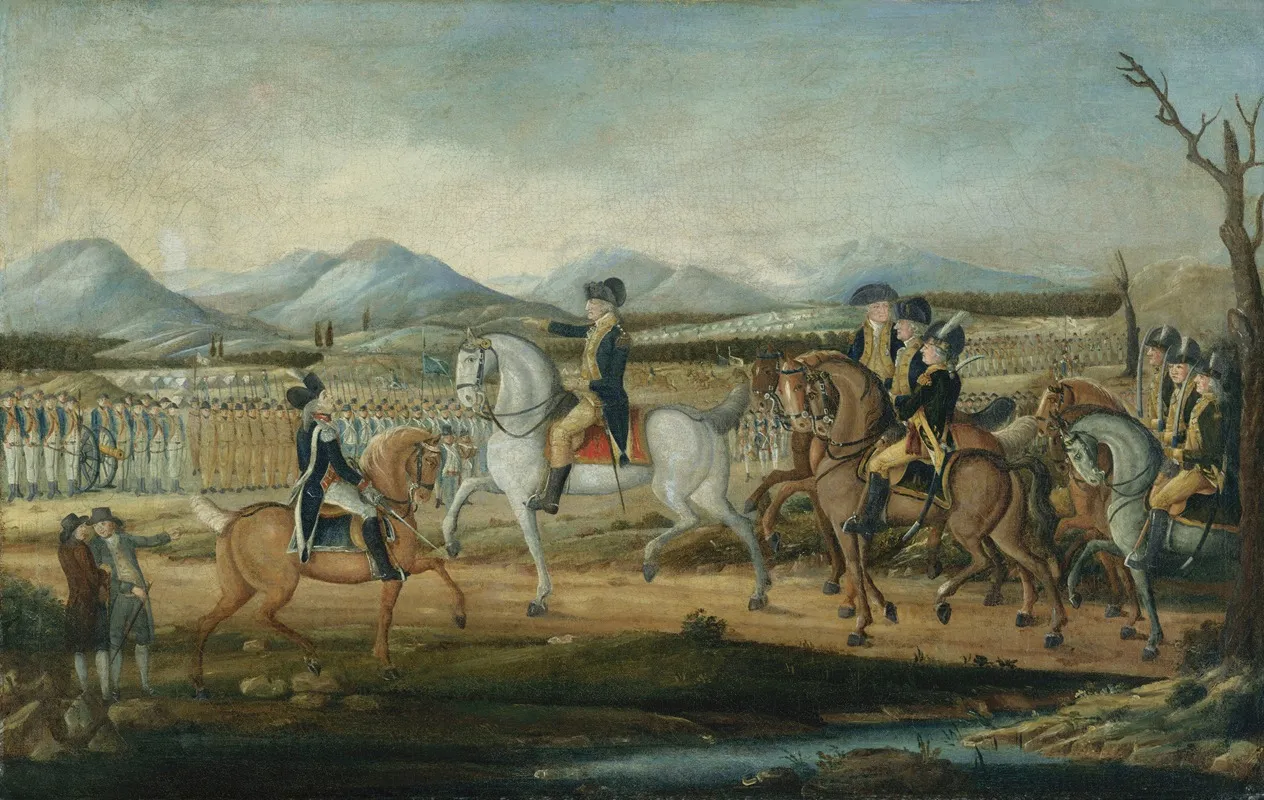 Washington Reviewing The Western Army At Fort Cumberland Maryland Wall Art by Frederick Kemmelmeyer - High-Resolution Digital Print