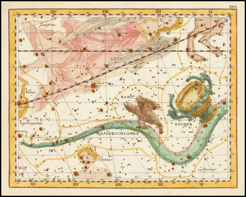 Wasserschlange Rabe Und Becher Wall Art by Johann Elert Bode - High-Resolution Digital Print