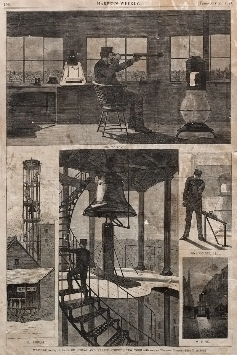 Watch Tower Corner Of Spring And Varick Streets New York Wall Art by Winslow Homer - High-Resolution Digital Print