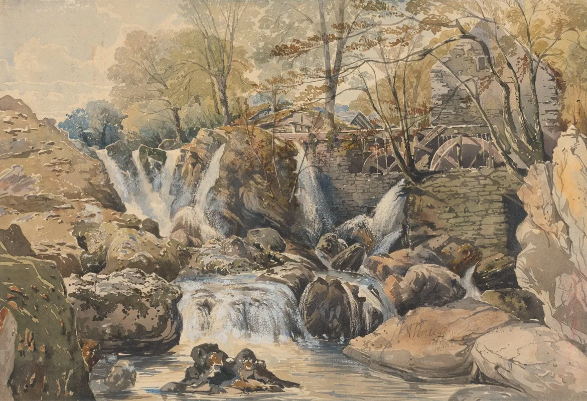 Watermill And Waterfalls Wall Art by Aaron Edwin Penley - High-Resolution Digital Print