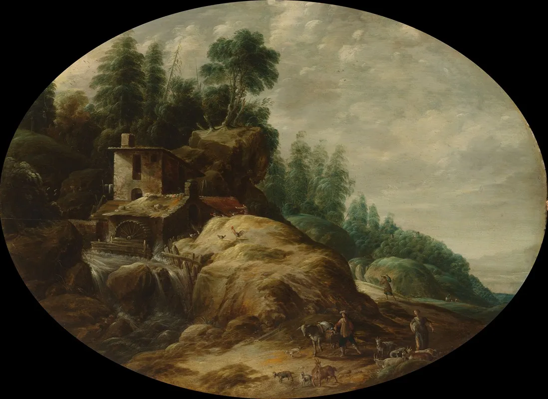 Watermill By A Wooded Outcrop Wall Art by Gillis Peeters the Elder - High-Resolution Digital Print