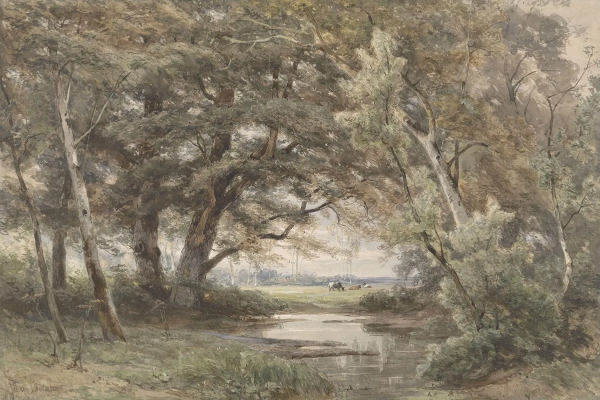 Watertje Onder Bomen Aan Het Einde Van Een Bos Wall Art by Jan Willem van Borselen - High-Resolution Digital Print