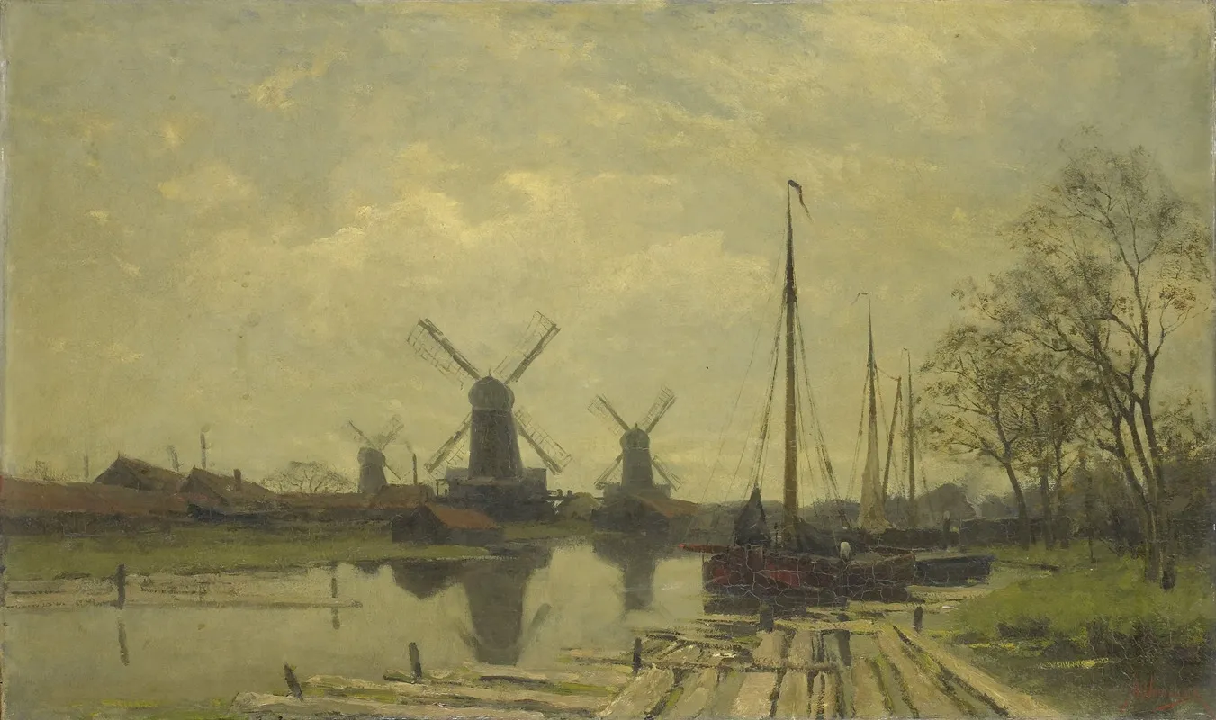 Waterway Near The Baarsjes Amsterdam Wall Art by Jan Hillebrand Wijsmuller - High-Resolution Digital Print