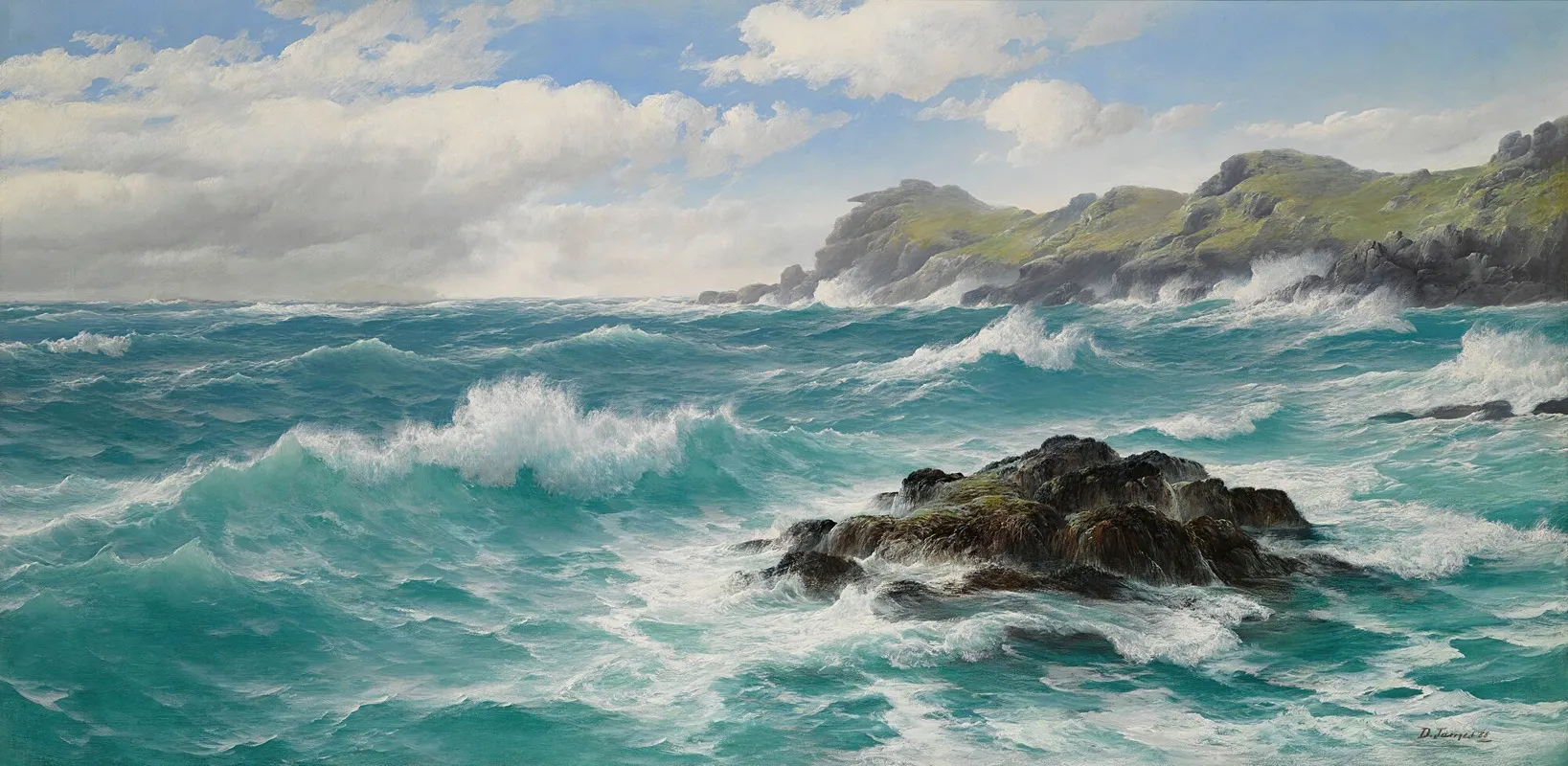 Waves Off The Cornish Coast Wall Art by David James - High-Resolution Digital Print