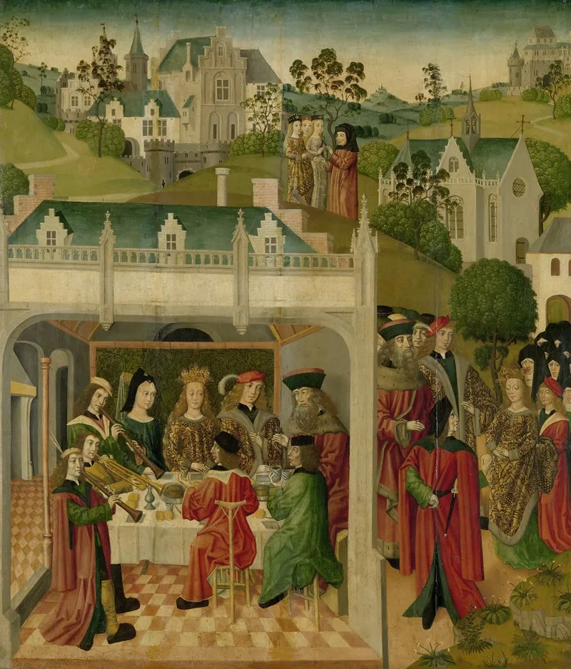 Wedding Feast Of Saint Elizabeth Of Hungary And Louis Of Thuringia In The Wartburg Wall Art by Master of the St Elizabeth Panels - High-Resolution Digital Print