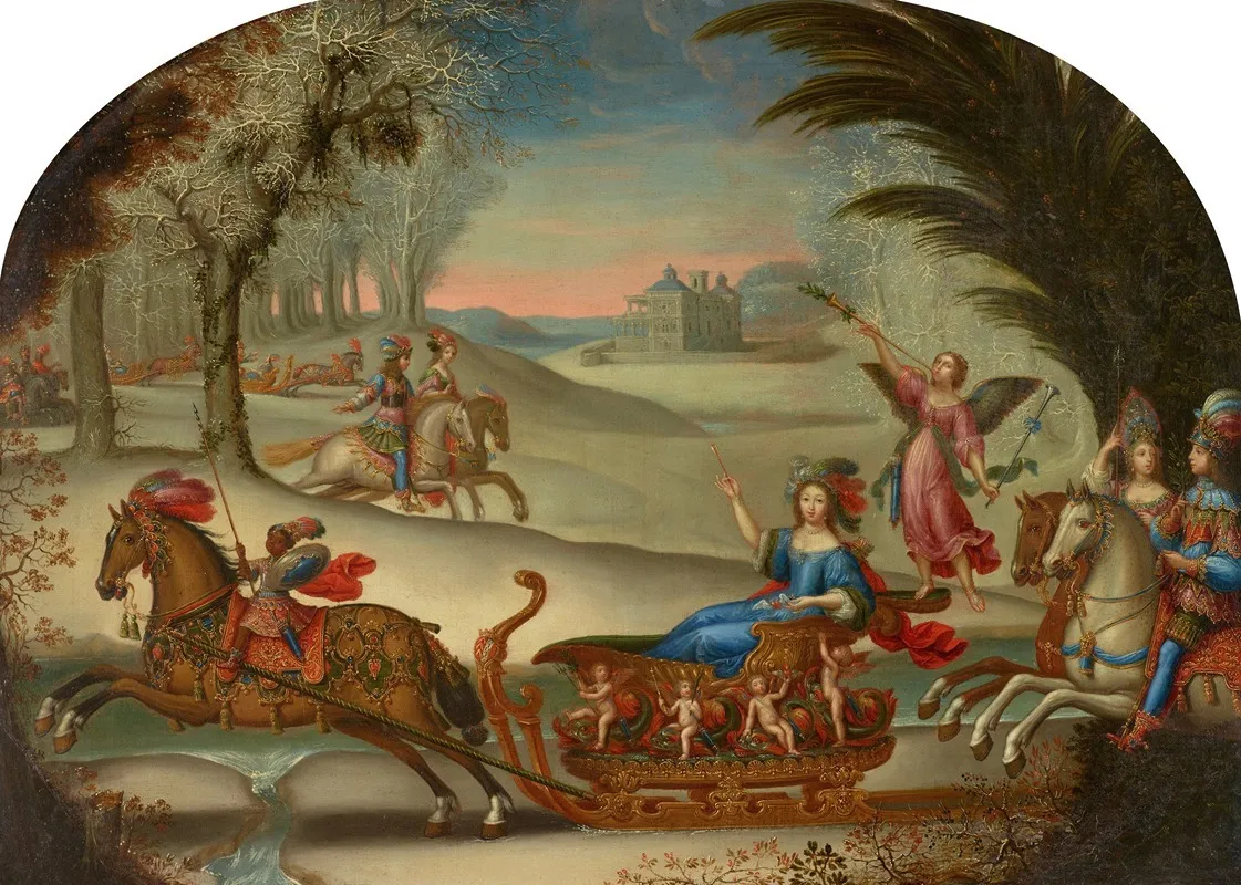 Wedding Sleigh Ride Of Marie De Bailleul Wall Art by Claude Déruet - High-Resolution Digital Print