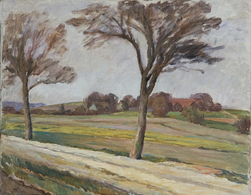 Weg Mit Baumen Und Gehoft