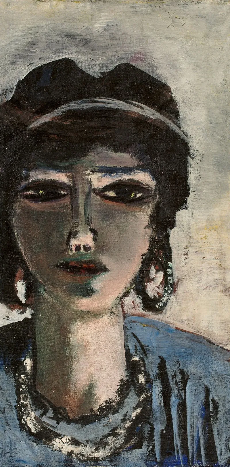 Weiblicher Kopf In Blau Und Grau Die Agypterin