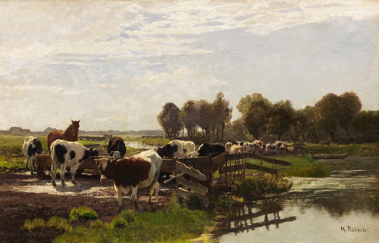 Weidetiere In Flusslandschaft