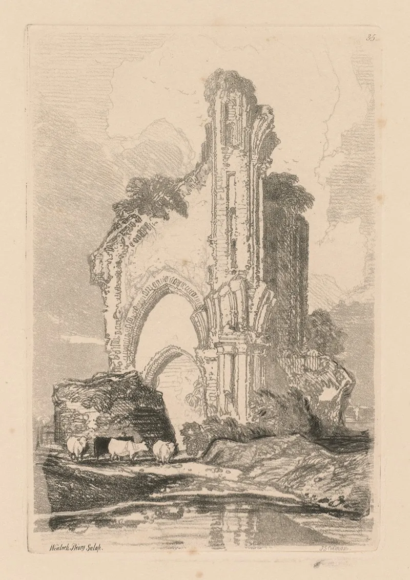 Wenlock Priory Salop Wall Art by John Sell Cotman - High-Resolution Digital Print