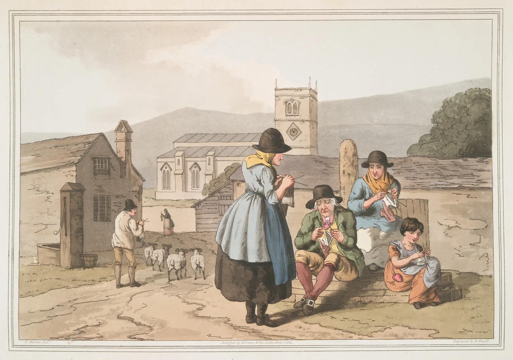 Wensley Dale Knitters Plate 38 Wall Art by George Walker - High-Resolution Digital Print