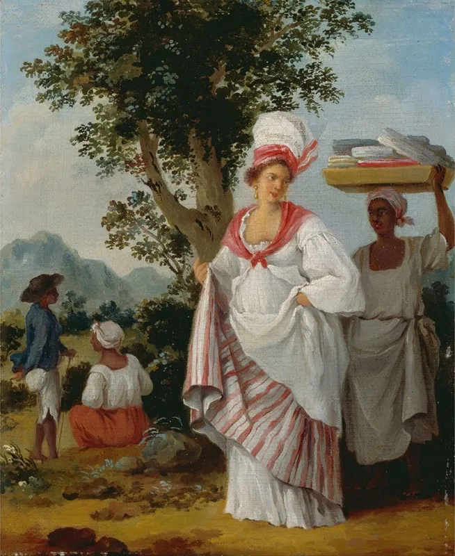 West Indian Creole Woman With Her Black Servant