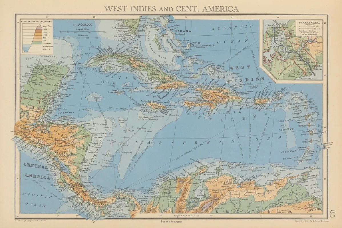 West Indies And Central America Wall Art by John George Bartholomew - High-Resolution Digital Print