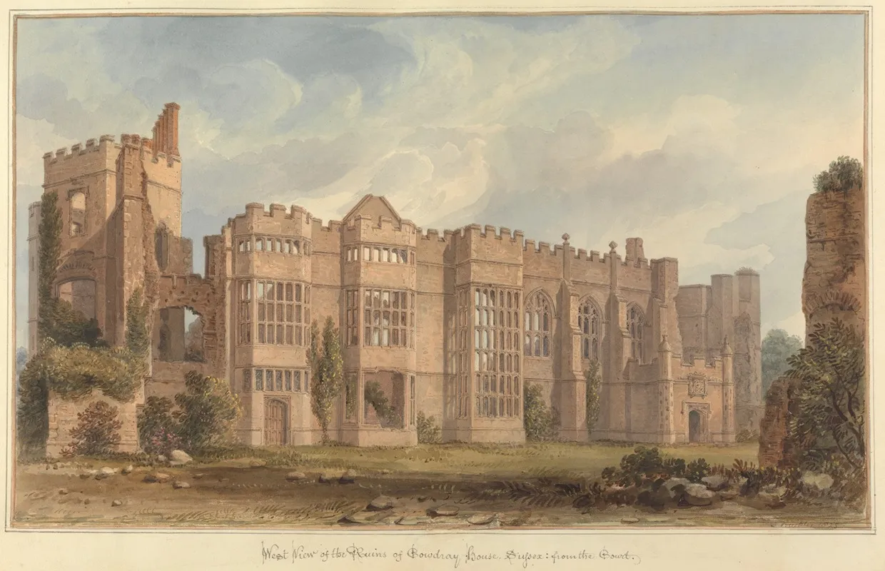 West View Of The Ruins Of Cowdray House Sussex From The Court