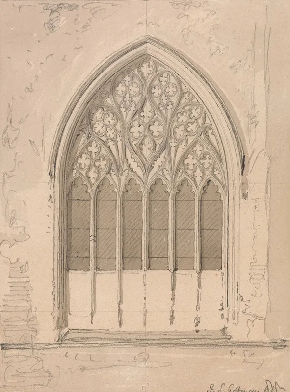 West Window Of Snettisham Church Norfolk Wall Art by John Sell Cotman - High-Resolution Digital Print