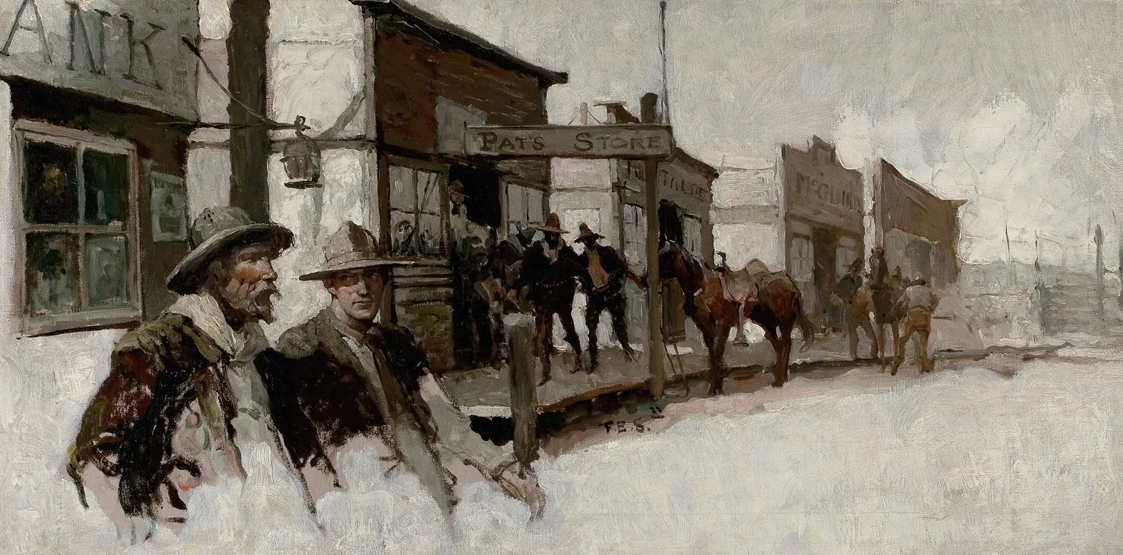 Western Street Scene Wall Art by Frank Earle Schoonover - High-Resolution Digital Print