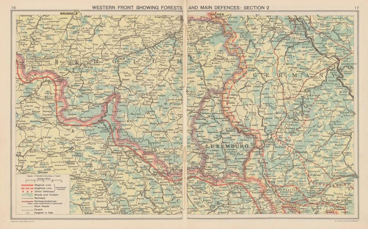 Western front Showing Forests And Main Defences Section 2 Wall Art by London Geographical Institute - High-Resolution Digital Print